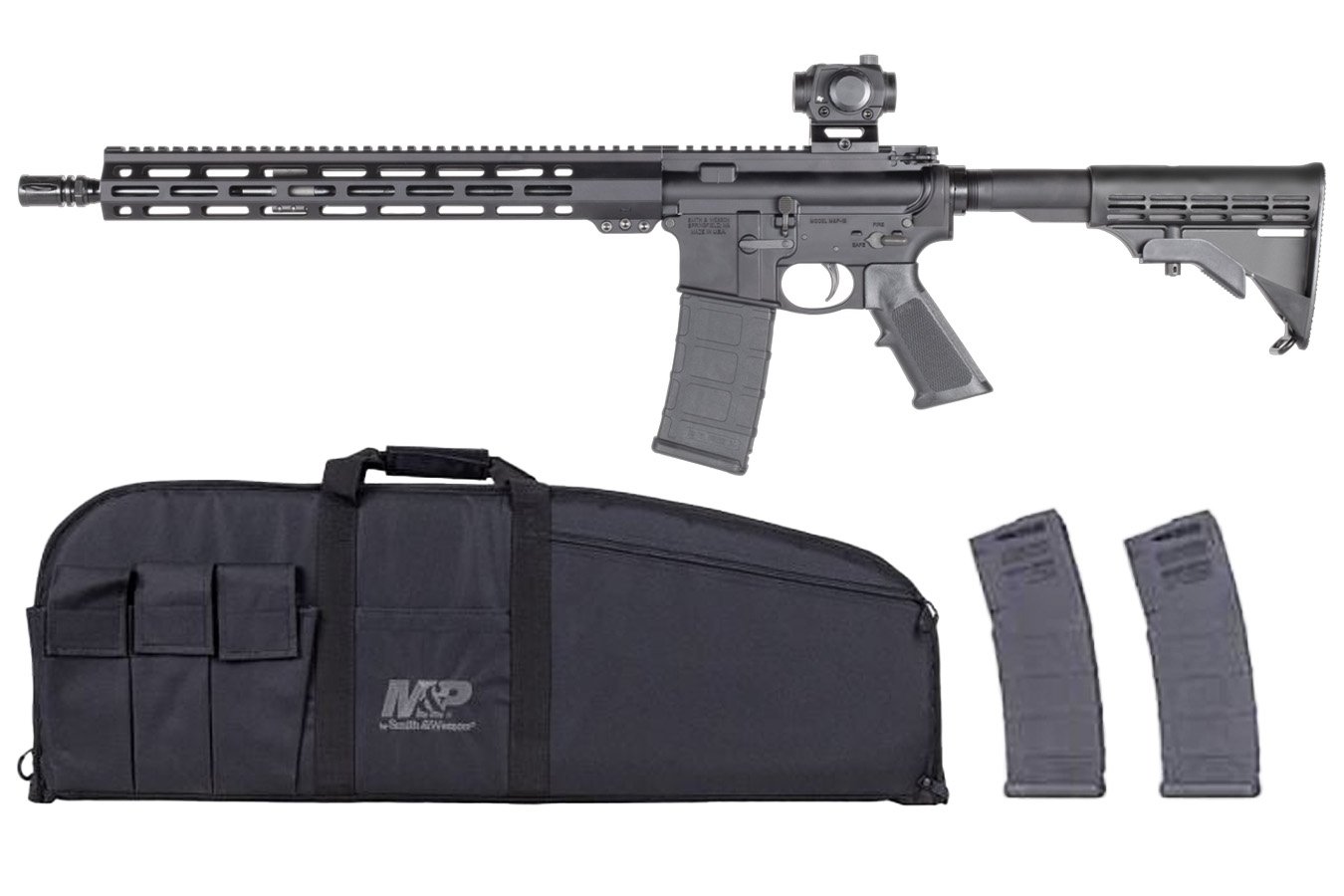 SMITH AND WESSON M&P15 Sport III 5.56mm Rifle Package with Crimson Trace Red Dot, Duty Series Rifle Case and Three Magazines